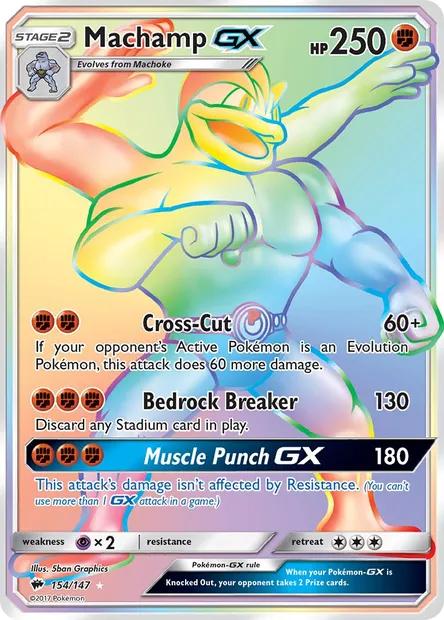 Machamp GX, Pokémon card BUS 154 — Burning Shadows set