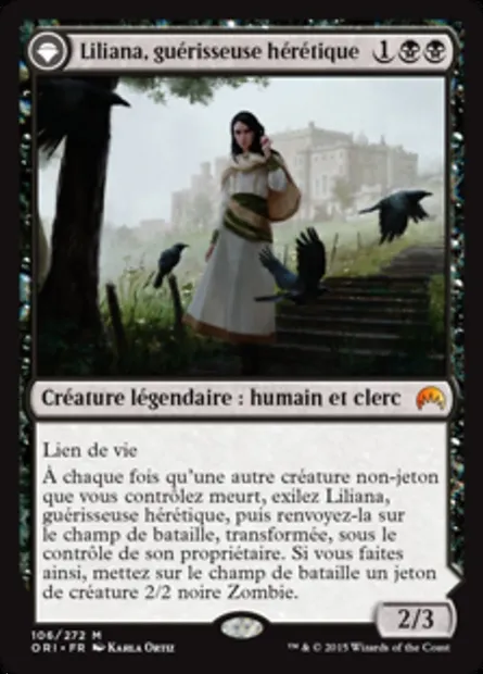 Liliana, guérisseuse hérétique // Liliana, nécromancienne provocatrice, carte Magic ORI 106 — extension Magic Origines