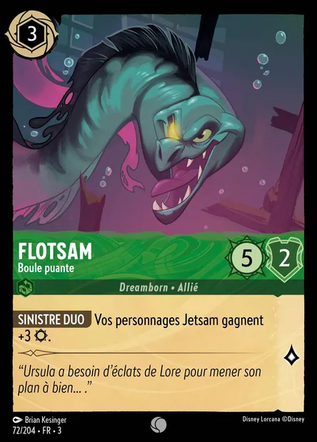 Flotsam - Boule puante, carte Disney Lorcana CH3-072 — extension Les Terres d'Encres