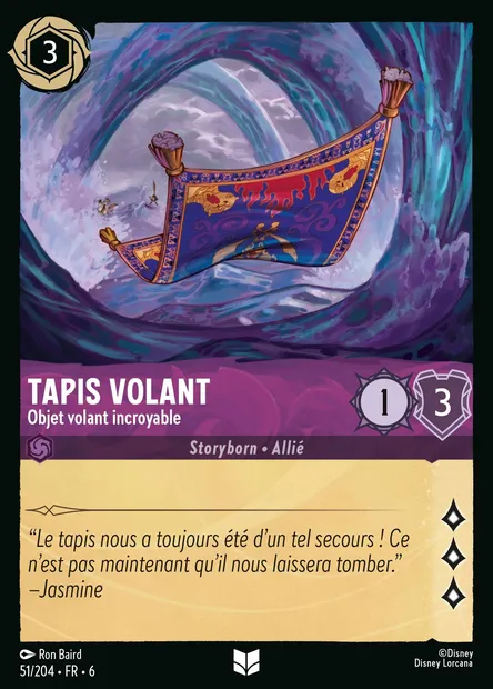 Tapis Volant - Objet volant incroyable, carte Disney Lorcana CH6-051 — extension La Mer Azurite