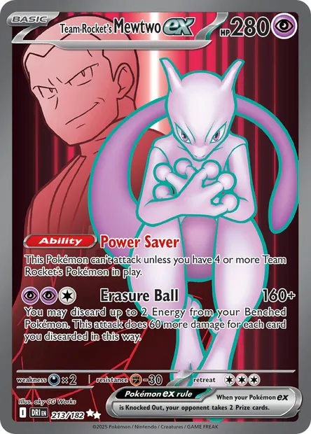 Team Rocket's Mewtwo ex, Pokémon card DRI 213 — Destined Rivals set