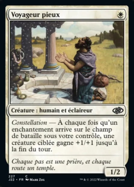 Voyageur pieux, carte Magic J22 227 — extension Jumpstart 2022