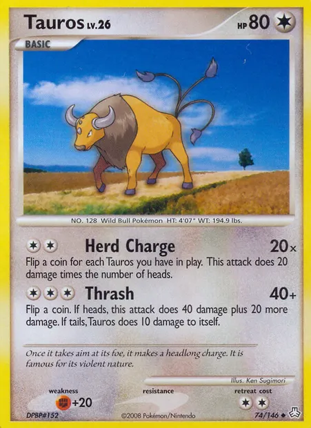 Tauros, carte Pokémon LA 74 — extension Éveil des Légendes