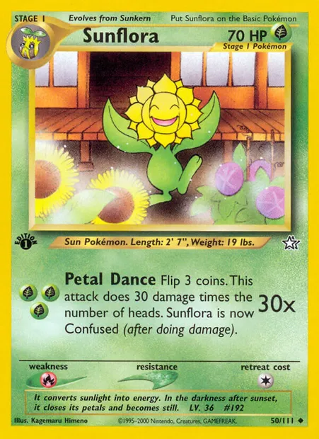 Sunflora, Pokémon card NG 50 — Neo Genesis set
