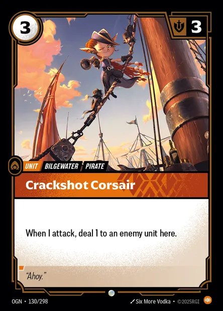 Crackshot Corsair, Riftbound card OGN 130 — Origins set