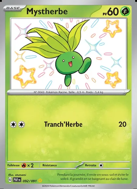 Mystherbe, carte Pokémon PAF 092 — extension Destinées de Paldea