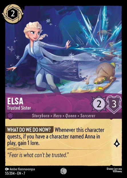 Elsa - Trusted Sister, Disney Lorcana card CH7-055 — Archazia's Island set