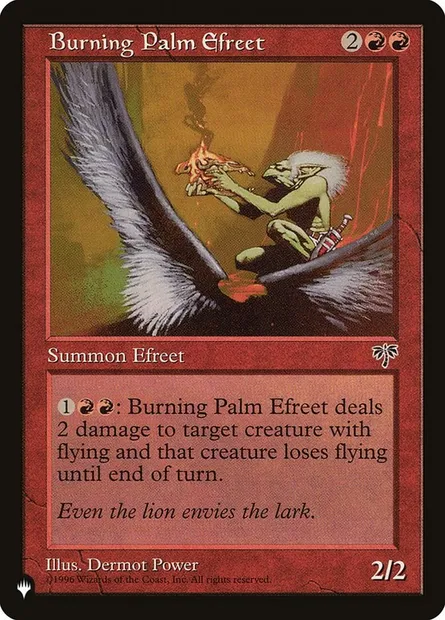 Burning Palm Efreet, Magic card PLST MIR-161 — The List set