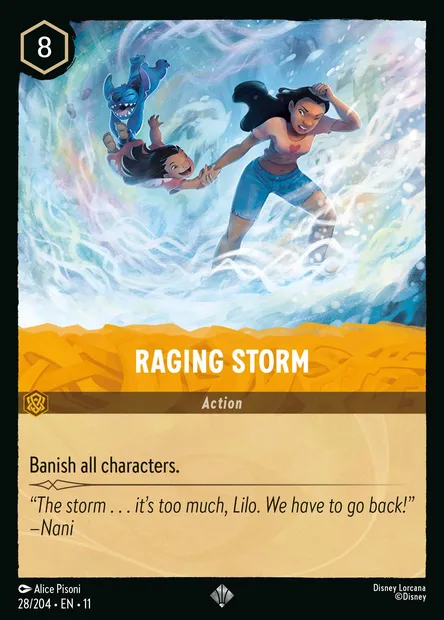Raging Storm, Disney Lorcana card CH11-028 — Winterspell set