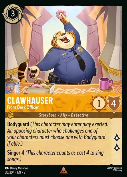 Clawhauser - Front Desk Officer, Disney Lorcana card CH8-035 — The Reign of Jafar set