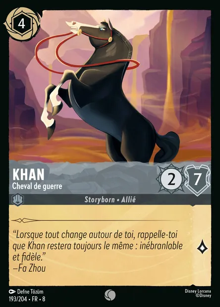 Khan - Cheval de guerre, carte Disney Lorcana CH8-193 — extension Le Règne de Jafar