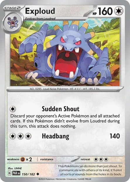 Exploud, Pokémon card PAR 150 — Paradox Rift set