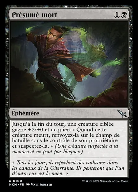 Présumé mort, carte Magic MKM 100 — extension Murders at Karlov Manor
