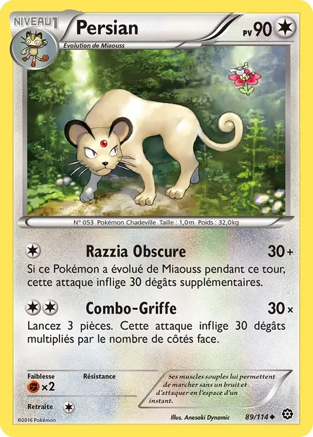 Persian, carte Pokémon STS 89 — extension Offensive Vapeur