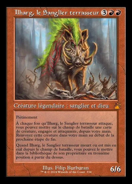 Ilharg, le Sanglier terrasseur, carte Magic RVR 334 — extension Ravnica Remastered