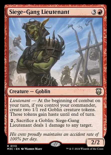 Siege-Gang Lieutenant, Magic card M3C 113 — Modern Horizons 3 Commander set