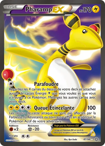 Pharamp EX, carte Pokémon AOR 87 — extension Origines Antiques