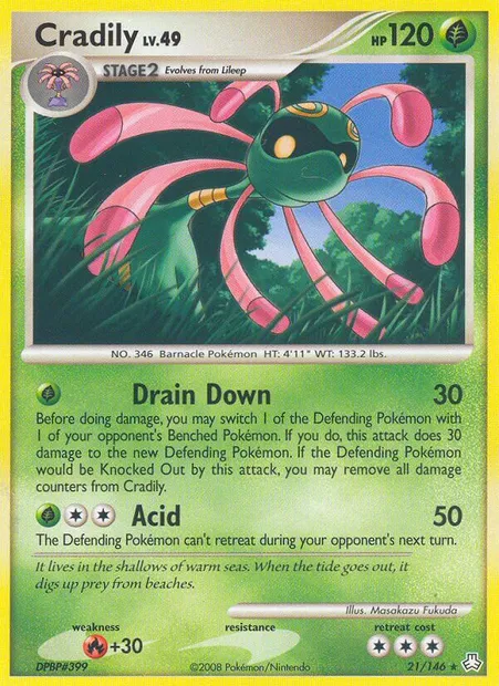 Cradily, Pokémon card LA 21 — Legends Awakened set