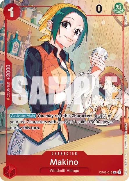 Makino, One Piece card OP02-015 — PARAMOUNT WAR set