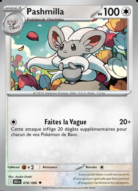 Pashmilla, carte Pokémon BLK 076 — extension Foudre Noire