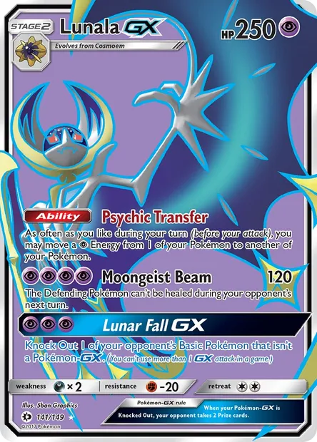 Lunala GX, Pokémon card SUM 141 — Sun & Moon set