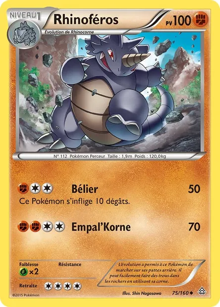 Rhinoféros, carte Pokémon PRC 75 — extension Primo-Choc