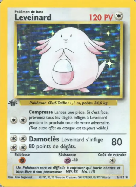 Leveinard, carte Pokémon BS 3 — extension Set de Base