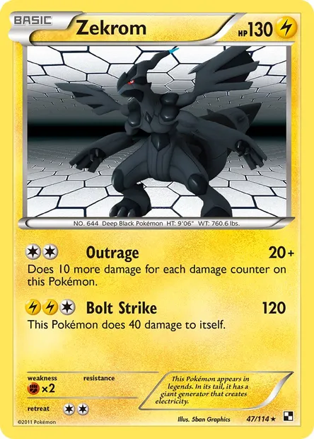 Zekrom, Pokémon card BLW 47 — Black & White set