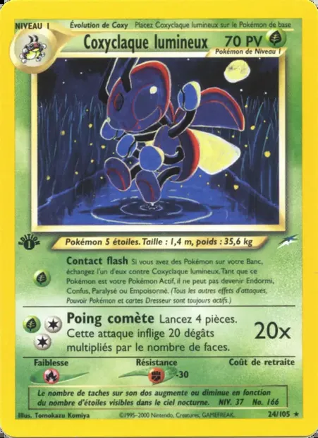 Coxyclaque lumineux, carte Pokémon NDE 24 — extension Neo Destiny