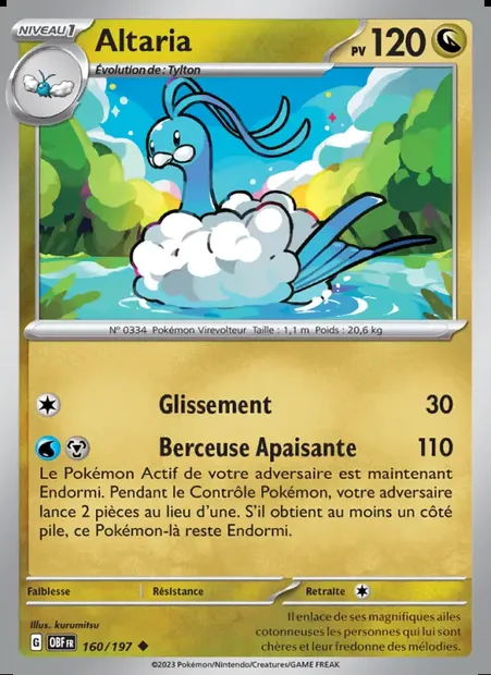 Altaria, carte Pokémon OBF 160 — extension Flammes Obsidiennes