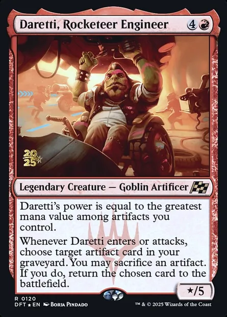 Daretti, Rocketeer Engineer, Magic card PDFT 120s — Aetherdrift Promos set