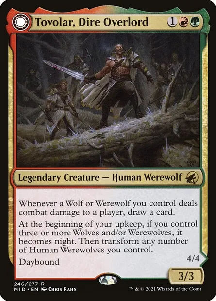 Tovolar, Dire Overlord // Tovolar, the Midnight Scourge, Magic card MID 246 — Innistrad: Midnight Hunt set