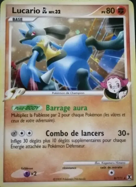 Lucario GL Niv. 32, carte Pokémon RR 8 — extension Rivaux Émergeants