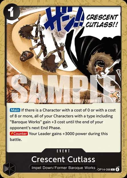 Crescent Cutlass, One Piece card OP14-098 — THE AZURE SEA’S SEVEN set