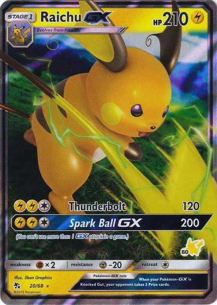 Raichu GX, Pokémon card BA20 020p — Battle Academy 2020 set
