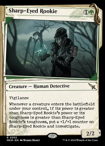 Sharp-Eyed Rookie, Magic card MKM 353 — Murders at Karlov Manor set