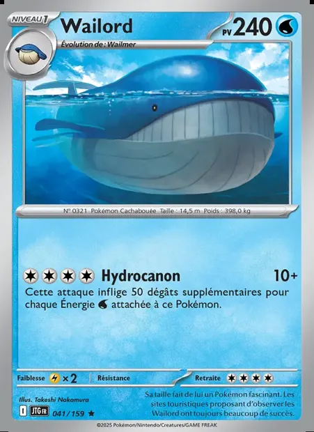 Wailord, carte Pokémon JTG 041 — extension Aventures Ensemble
