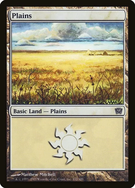 Plains, Magic card 9ED 332★ — Ninth Edition set