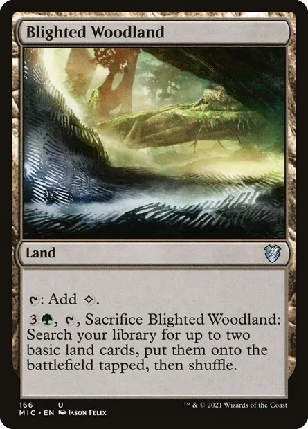 Blighted Woodland, Magic card MIC 166 — Midnight Hunt Commander set