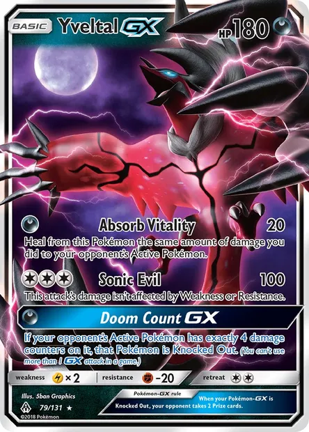 Yveltal GX, Pokémon card FLI 79 — Forbidden Light set