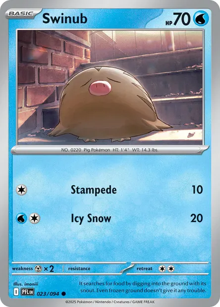 Swinub, Pokémon card PFL 023 — Phantasmal Flames set
