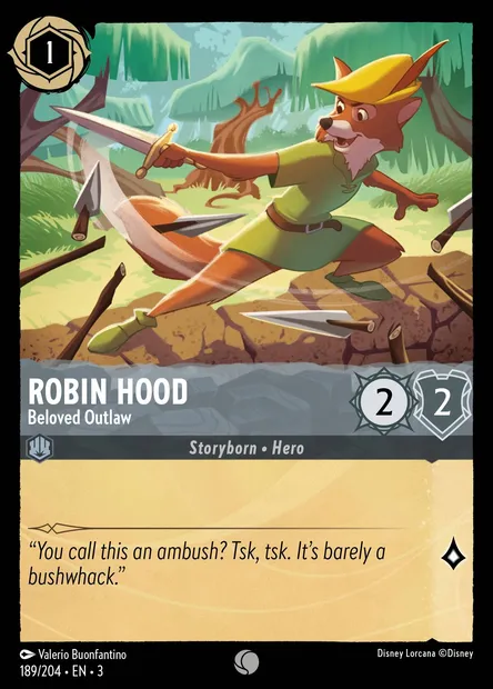 Robin Hood - Beloved Outlaw, Disney Lorcana card CH3-189 — Into the Inklands set