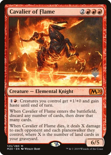 Cavalier des flammes, carte Magic PM20 125p — extension Core Set 2020 Promos