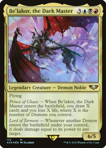 Be'lakor, the Dark Master, carte Magic 40K 172 — extension Warhammer 40,000 Commander