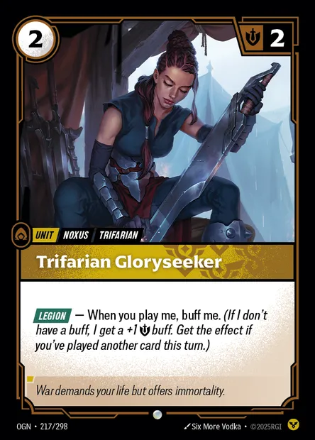 Trifarian Gloryseeker, Riftbound card OGN 217 — Origins set