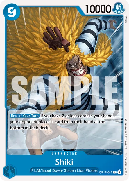 Shiki, One Piece card OP17-047 — THE WORLD’S STRONGEST WARRIORS set