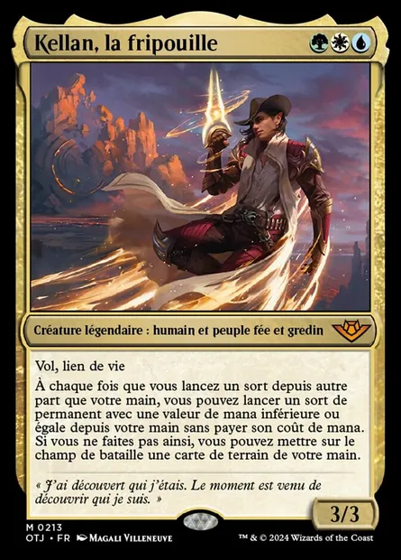Kellan, la fripouille, carte Magic OTJ 213 — extension Outlaws of Thunder Junction