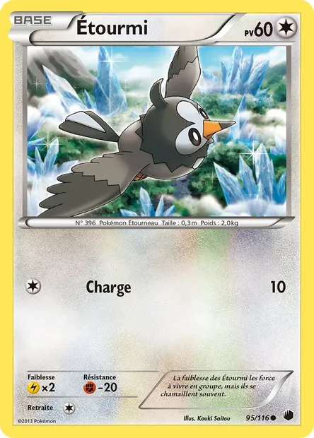 Étourmi, carte Pokémon PLF 95 — extension Glaciation Plasma
