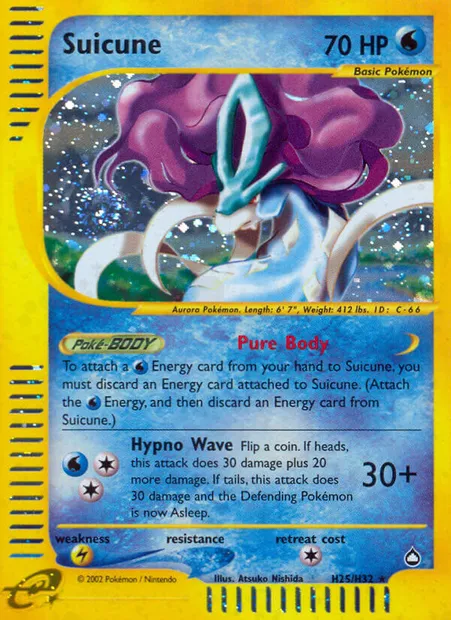 Suicune, Pokémon card AQ H25 — Aquapolis set