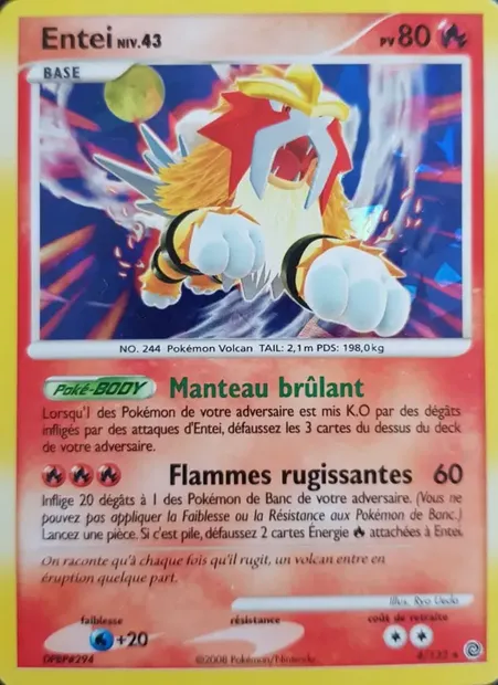 Entei, carte Pokémon SW 4 — extension Merveilles Secrètes